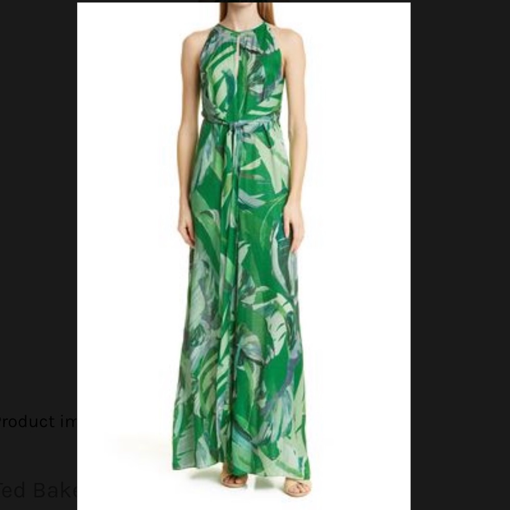 NWT Ted Baker Women's Ismey Botanical Print Halter Neck Jumpsuit